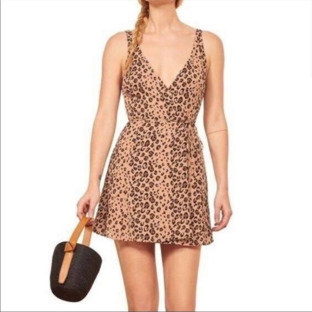 Reformation Anchorage Wrap Dress in Feline